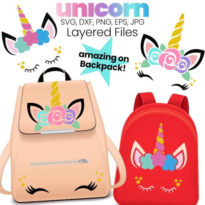 free unicorn backpack cricut design pattern.