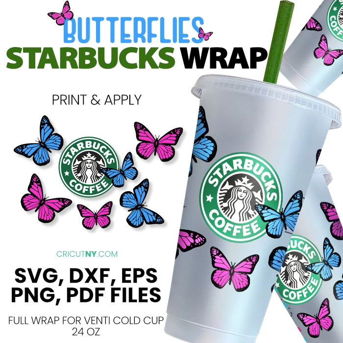 Butterfly Starbucks Cold Cup Wrap free download.
