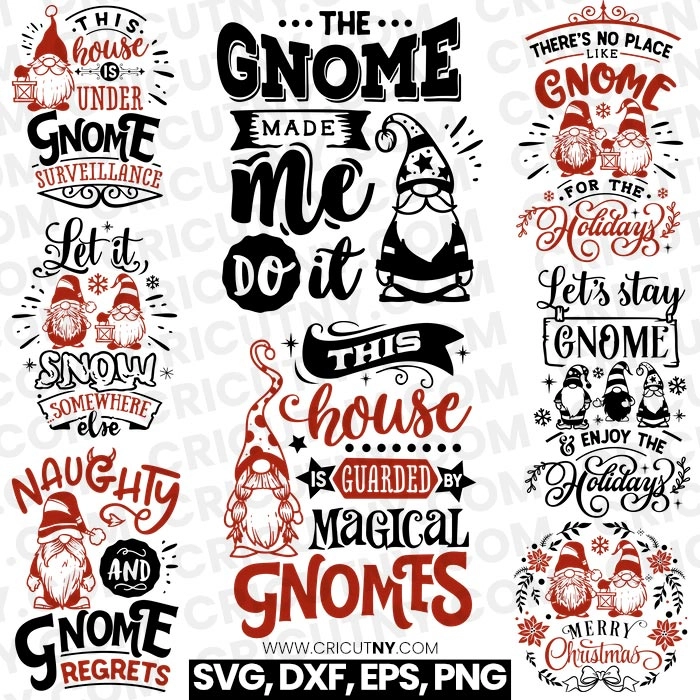 free christmas gnome svg black and white for cricut and silhouette.