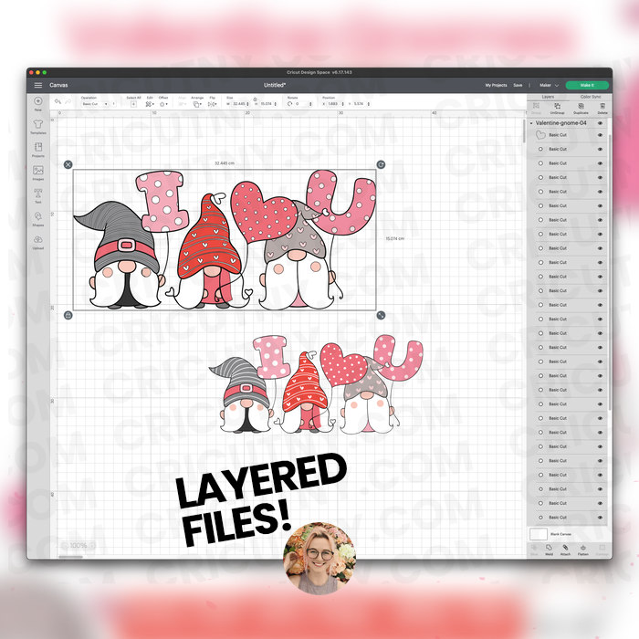 Free Valentine's Day Gnomes SVG Layered Files for Cricut
