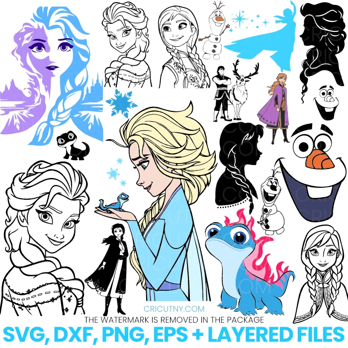 frozen characters svg bundles for cricut and silhouette cameo