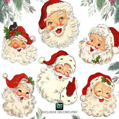 5 Vintage Santa images free download for cricut design space.