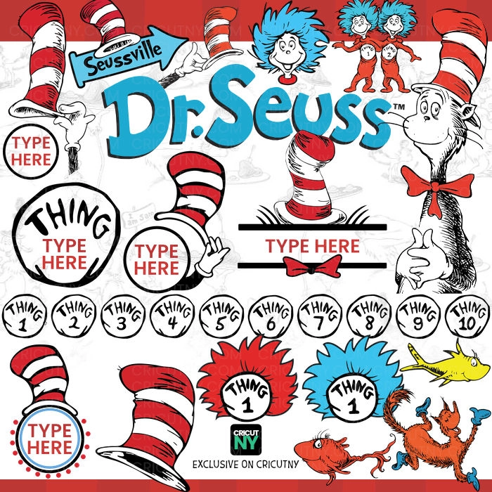 free Dr Seuss cat in the hat characters images for cricut.